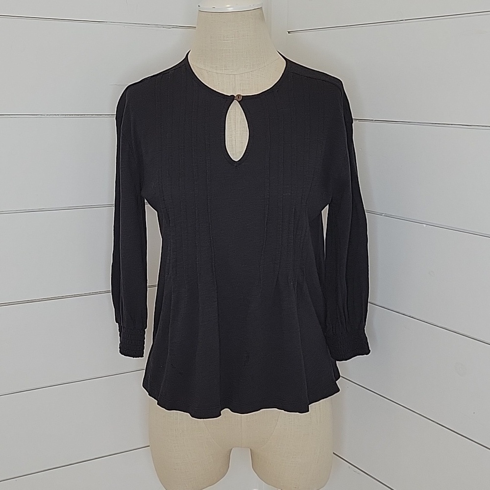 NWT KNOX ROSE xs black 1/2 sleeve ribbed tee shirt